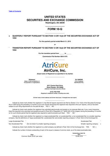 Thumbnail AtriCure 10-Q Quarterly Report FY 