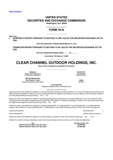Thumbnail Clear Channel Outdoor
 10-Q Quarterly Report FY 