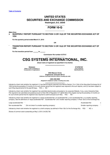 Thumbnail CSG International
 10-Q Quarterly Report FY 