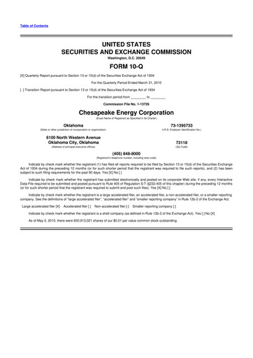 Miniature Expand Energy 10-Q Rapport trimestriel 2010 