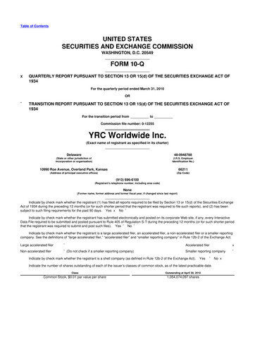 Thumbnail Yellow Corporation 10-Q Quarterly Report FY 