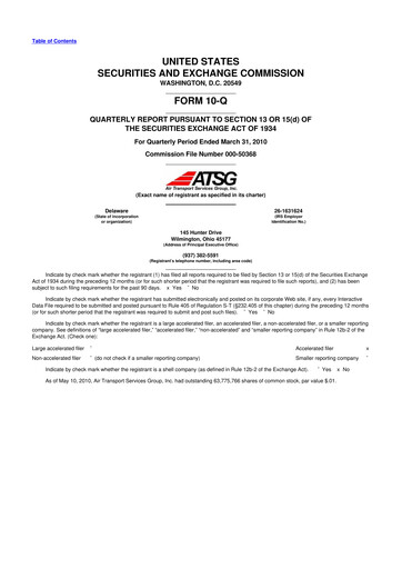 Thumbnail Air Transport Services Group 10-Q Quarterly Report FY 