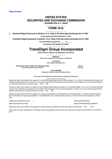 Thumbnail TransDigm Group 10-Q Quarterly Report FY 
