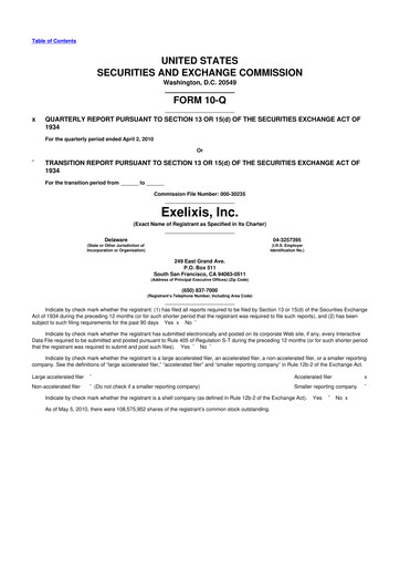 Thumbnail Exelixis 10-Q Quarterly Report FY 