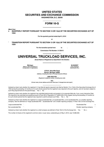 Thumbnail Universal Logistics Holdings 10-Q Quarterly Report FY 