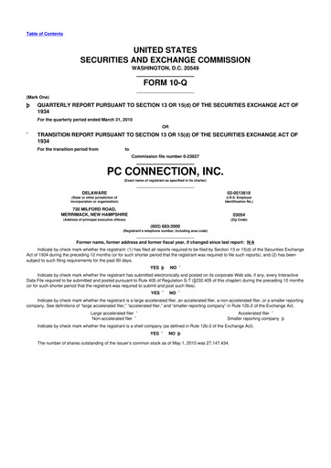 Miniature PC Connection
 10-Q Rapport trimestriel  
