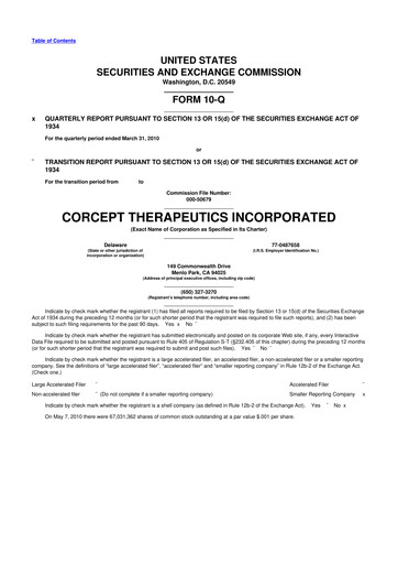 Thumbnail Corcept Therapeutics
 10-Q Quarterly Report FY 