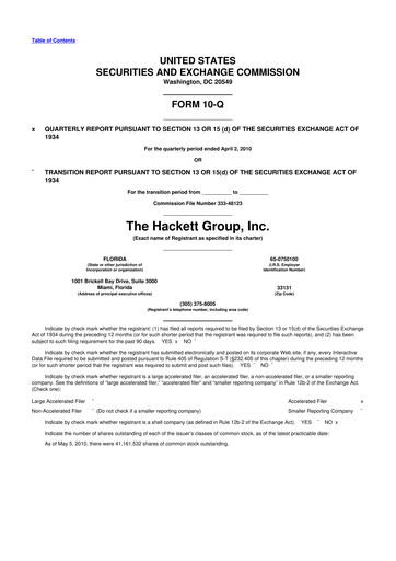 Vorschaubild The Hackett Group

 10-Q Quartalsbericht  