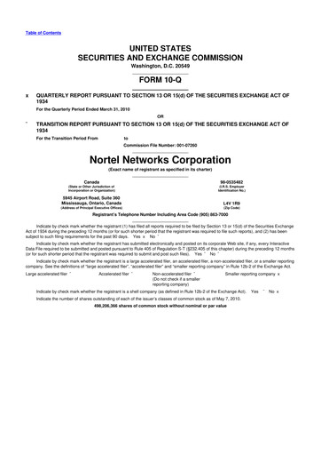 Vorschaubild Nortel Networks 10-Q Quartalsbericht  
