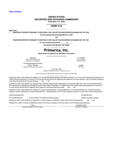 Vorschaubild Primerica
 10-Q Quartalsbericht  