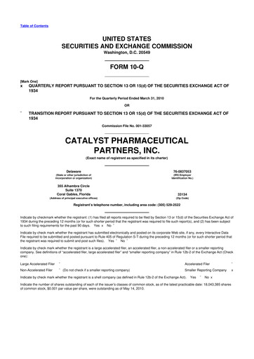 Thumbnail Catalyst Pharmaceuticals 10-Q Quarterly Report FY 