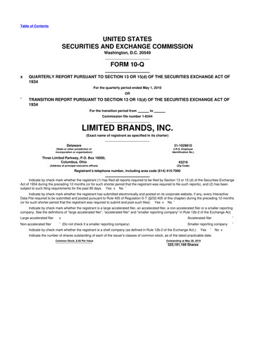 Thumbnail Bath & Body Works 10-Q Quarterly Report FY2010 