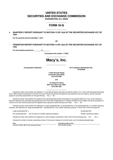 Thumbnail Macy's
 10-Q Quarterly Report FY2010 