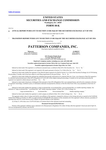 Thumbnail Patterson Companies
 10-K Annual Report 