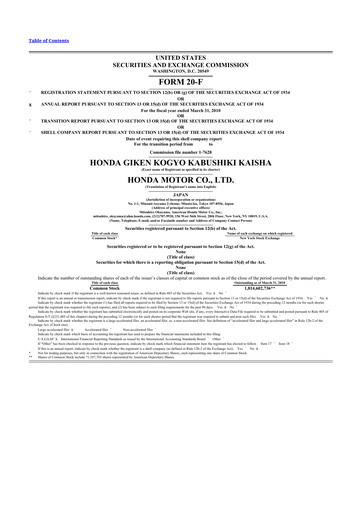 Miniature Honda 20-F Rapport annuel 2010