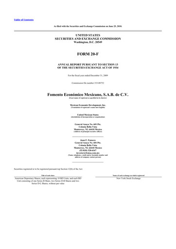 Thumbnail Fomento Económico Mexicano (FEMSA) 20-F Annual Report 