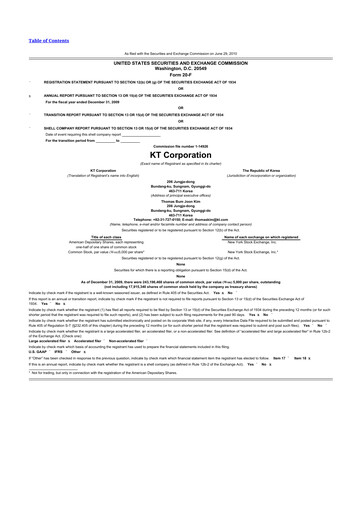 Thumbnail KT Corporation 20-F Annual Report 