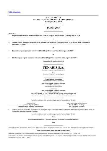 Thumbnail Tenaris 20-F Annual Report 