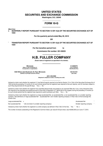 Thumbnail H.B. Fuller
 10-Q Quarterly Report FY 