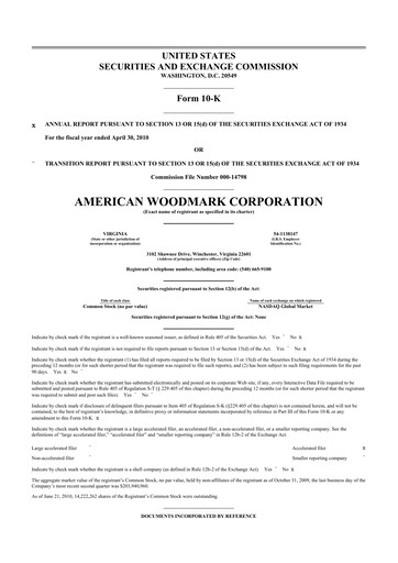 Thumbnail American Woodmark
 10-K Annual Report 