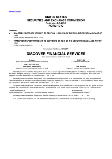 Thumbnail Discover Financial Services 10-Q Quarterly Report FY2010 