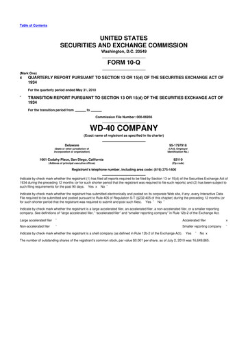 Thumbnail WD-40 Company
 10-Q Quarterly Report FY 