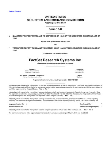 Thumbnail FactSet 10-Q Quarterly Report FY 