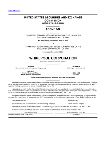 Thumbnail Whirlpool 10-Q Quarterly Report FY 