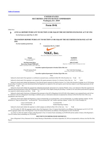 Thumbnail Nike 10-K Annual Report 2010