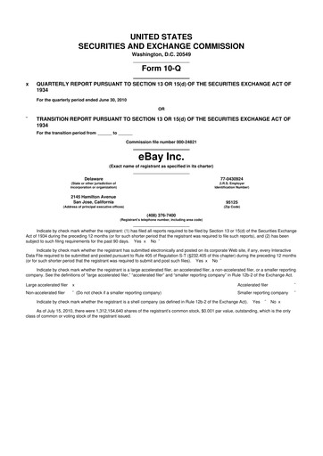 Thumbnail eBay 10-Q Quarterly Report FY2010 