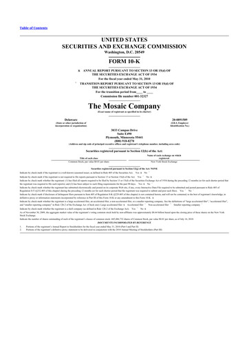 Thumbnail The Mosaic Company 10-K Annual Report 