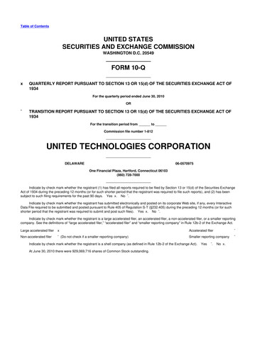 Thumbnail RTX 10-Q Quarterly Report FY2010 