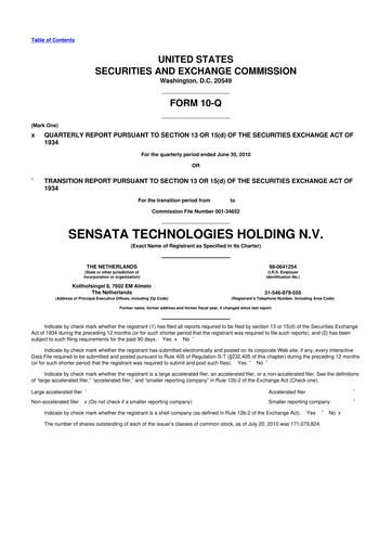Thumbnail Sensata Technologies
 10-Q Quarterly Report FY 