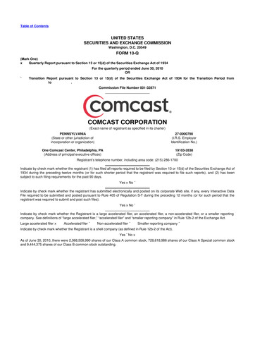 Miniature Comcast 10-Q Rapport trimestriel 2010 