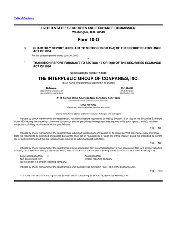 Thumbnail The Interpublic Group of Companies 10-Q Quarterly Report FY2010 