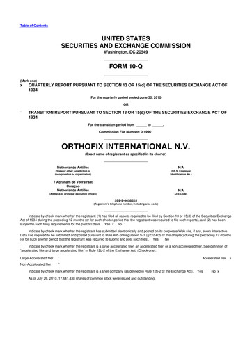 Thumbnail Orthofix Medical
 10-Q Quarterly Report FY 