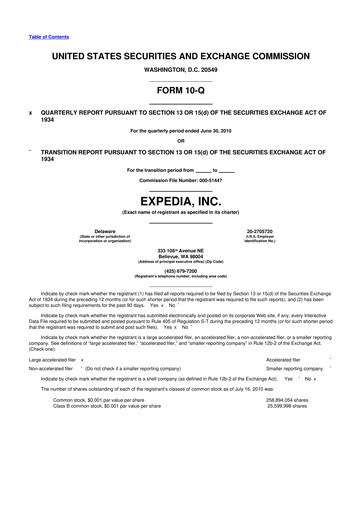 Vorschaubild Expedia Group 10-Q Quartalsbericht 2010 