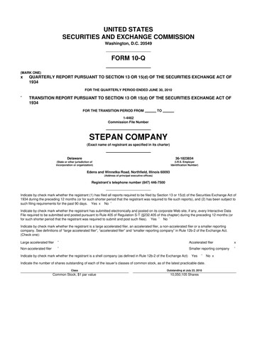 Thumbnail Stepan Company
 10-Q Quarterly Report FY 