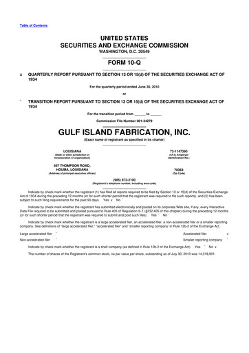 Thumbnail Gulf Island Fabrication
 10-Q Quarterly Report FY 