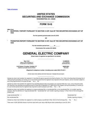 Thumbnail General Electric 10-Q Quarterly Report FY2010 
