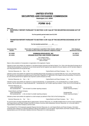 Thumbnail Dominion Energy 10-Q Quarterly Report FY2010 