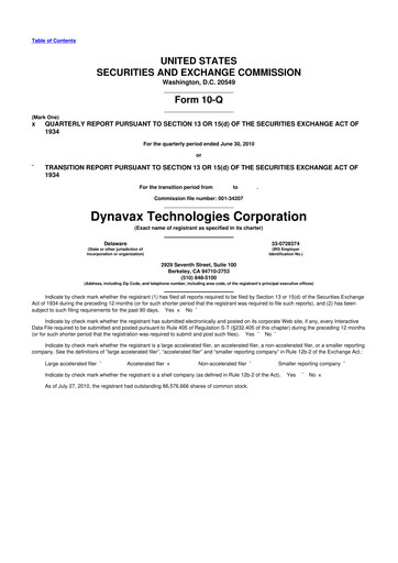 Thumbnail Dynavax Technologies
 10-Q Quarterly Report FY 