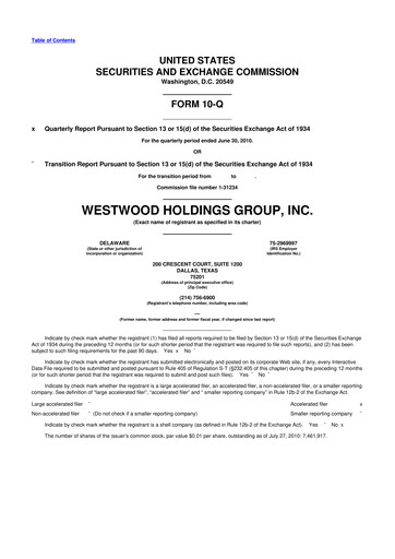 Thumbnail Westwood Holdings Group 10-Q Quarterly Report FY 