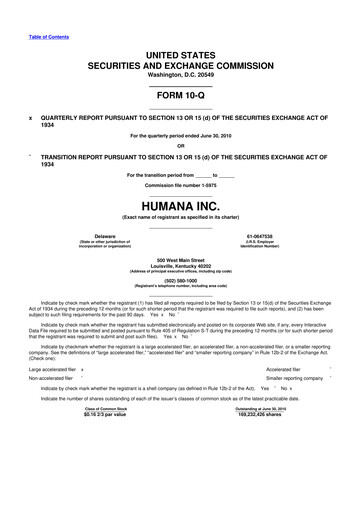 Vorschaubild Humana 10-Q Quartalsbericht 2010 