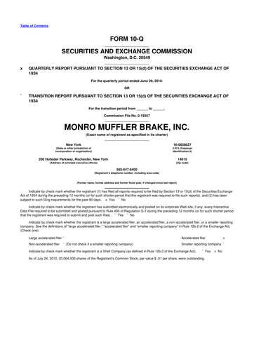 Thumbnail Monro 10-Q Quarterly Report FY 