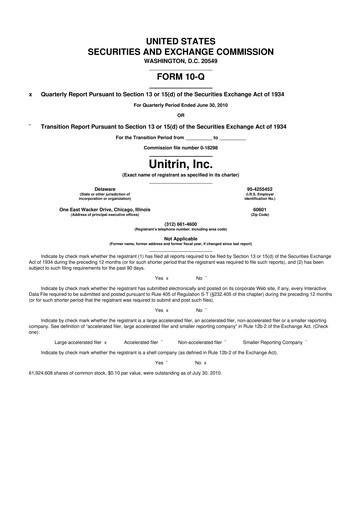 Vorschaubild Kemper 10-Q Quartalsbericht 2010 