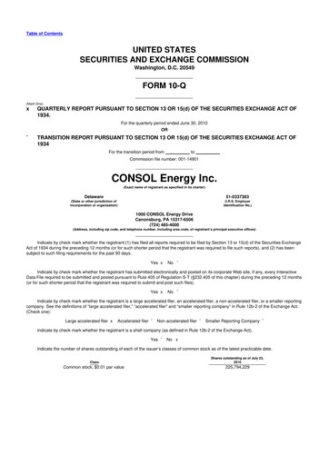 Thumbnail CNX Resources
 10-Q Quarterly Report FY2010 