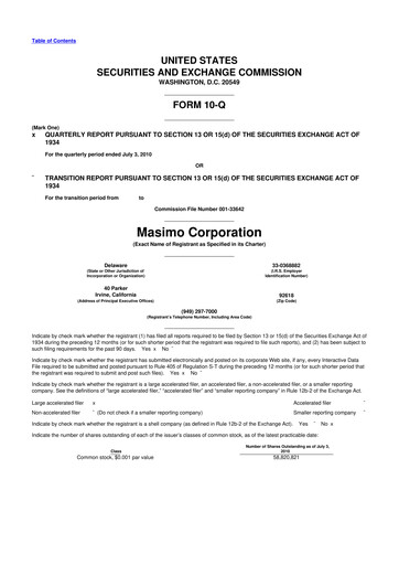 Thumbnail Masimo 10-Q Quarterly Report FY2010 