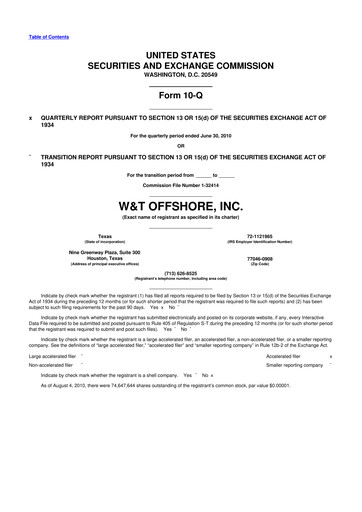 Thumbnail W&T Offshore 10-Q Quarterly Report FY 