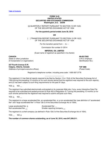 Thumbnail Imperial Oil
 10-Q Quarterly Report FY2010 